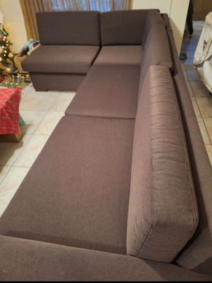 Corner sofa 3 x 1.70 m, brown, water-resistant fabric