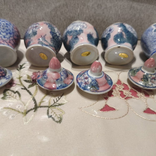 Vintage Chinese Porcelain Ginger Jars Set of 5, 11cm, like new
