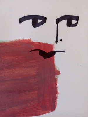 One line faces acrylic and marker on A4 watercolor paper new