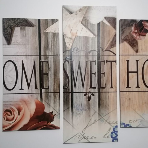 Canvas wall art set of 5 pieces like new, warm colors