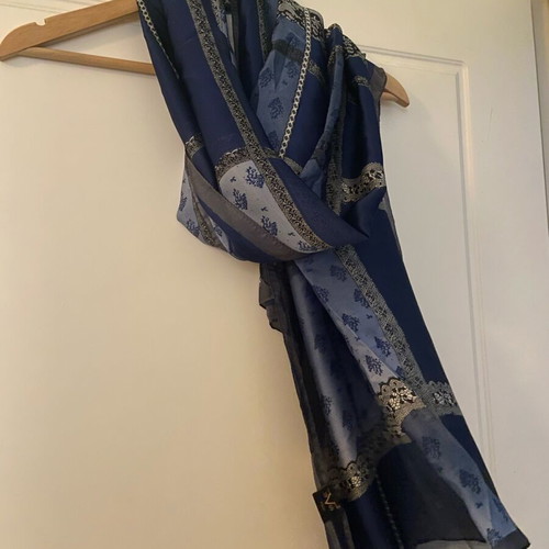 Scarf blue 180x90cm new, 70% viscose 30% silk