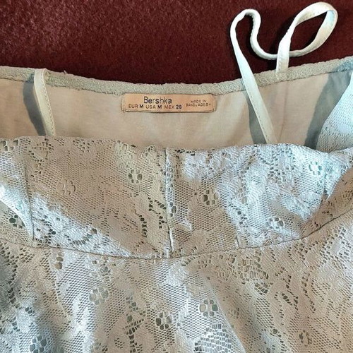 Bershka lace top, mint green, size Medium