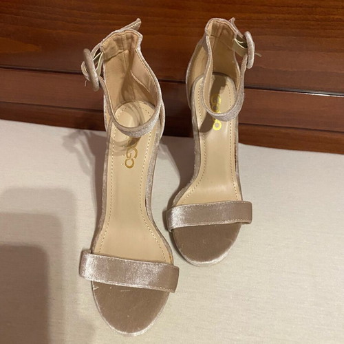 Beige suede GoGo Shoes sandal like new with buckle and 12 cm heel