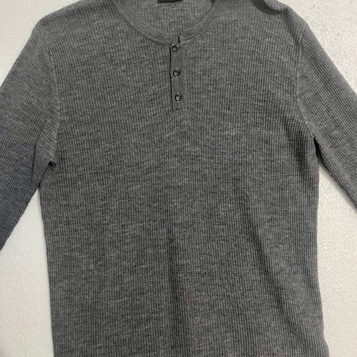 Men's long-sleeve Henley shirt with waffle knit, like new, gray XL