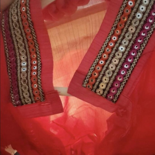 Manolo shirt red boho with ethnic embroidery like new