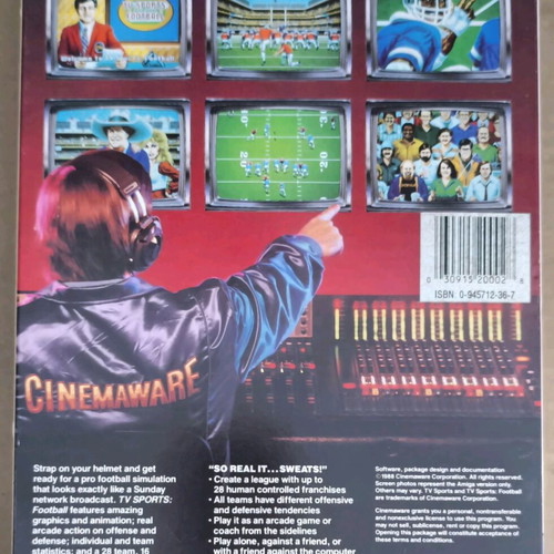 TV Sports Football Cinemaware Commodore Disk like new, complete box