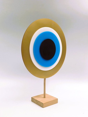 Modern Table Decor Eye from Plexiglass on Wooden Base new