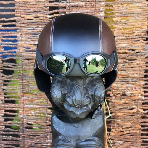 Pilot Helmet 1932 Brown Black New Retro Motorcycle Helmet