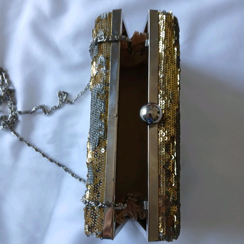 Small crossbody bag silver-gold with sequins like new