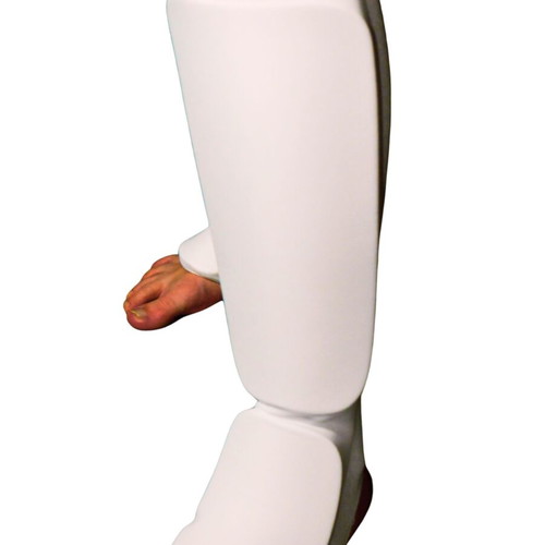 Instep Guard set of 2 white elastic cotton and foam shin protectors S-XL
