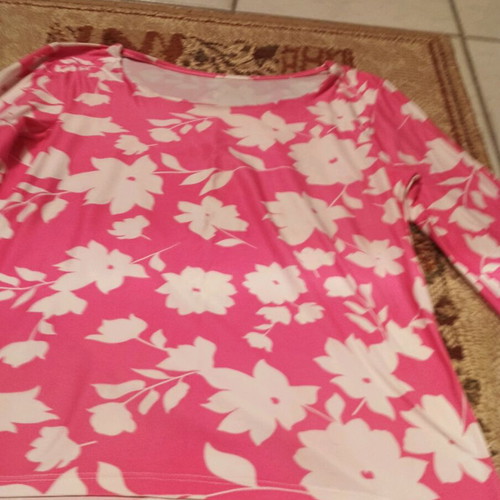 Women's blouse new, size large, white and pink