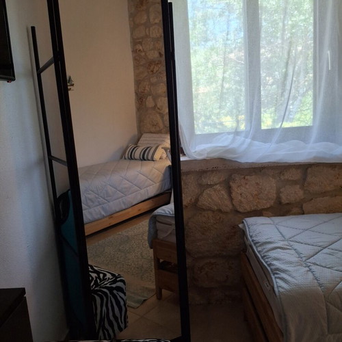 Metal room divider with full-length mirror and hanger, like new