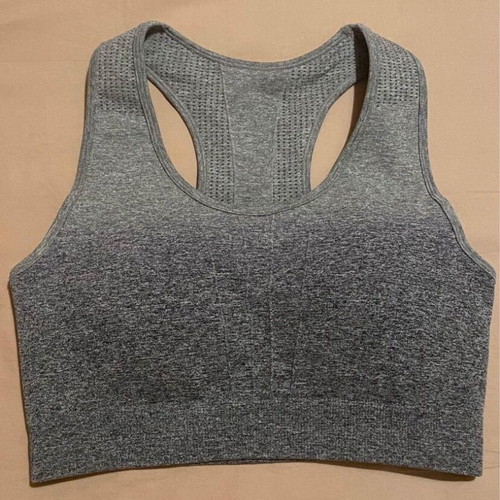 Sports bra gray M/L like new, athletic top with removable cups