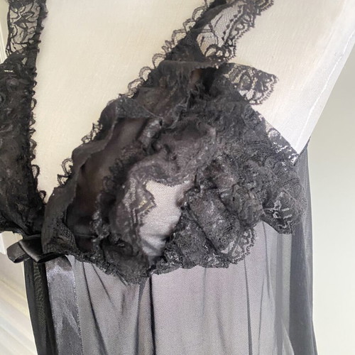 Black transparent babydoll lingerie nightdress one size new