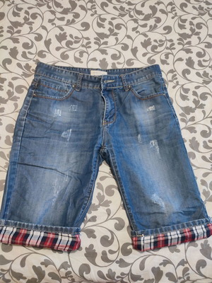 Men's denim bermuda shorts, knee-length, blue