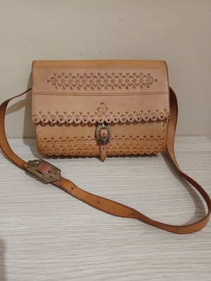 Leather shoulder bag like new, brown, 27×20×7 cm
