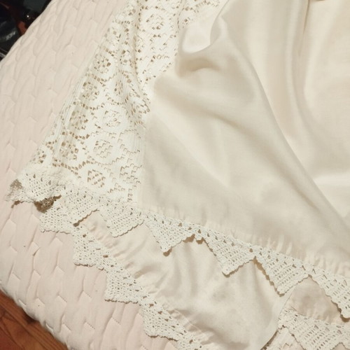 Beige window curtain with lace, like new, 88x130 cm, 2 panels