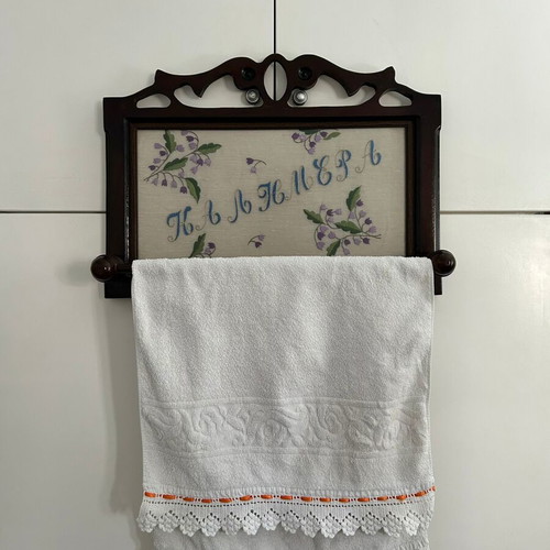 Vintage embroidered towel rack frame