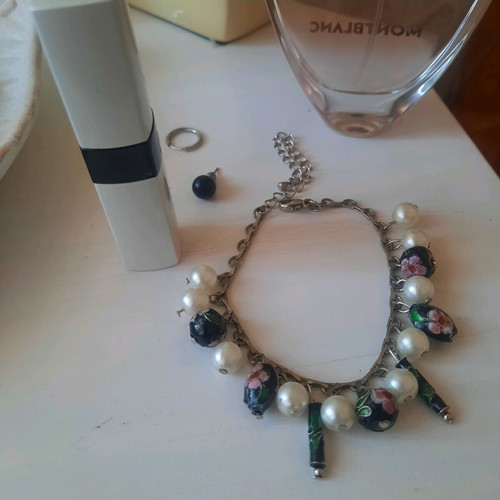 Bracelet like new with intricate black and white stones