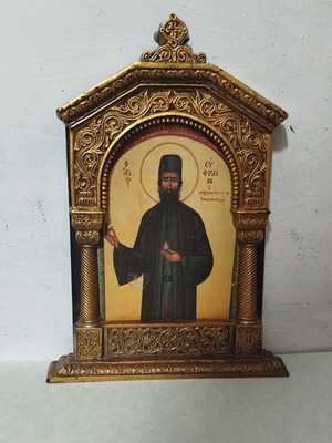 Saint Ephraim Icon used, 17.5 x 24.6 cm, wooden frame