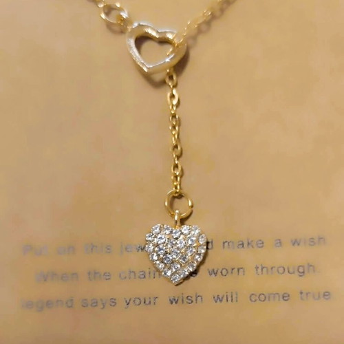 Necklace "lovely hearts" with hanging asymmetric hearts gold new