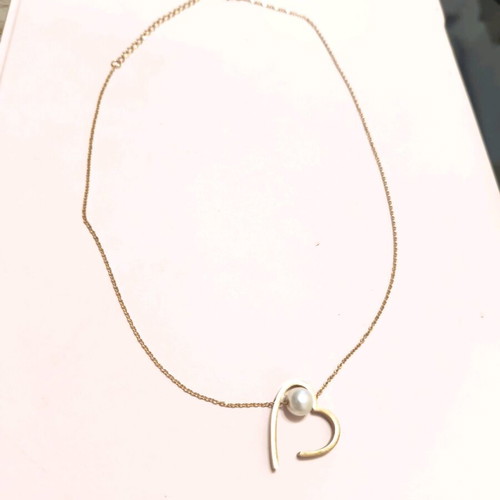 Heart Necklace New Gold with Pearl and Steel Chain