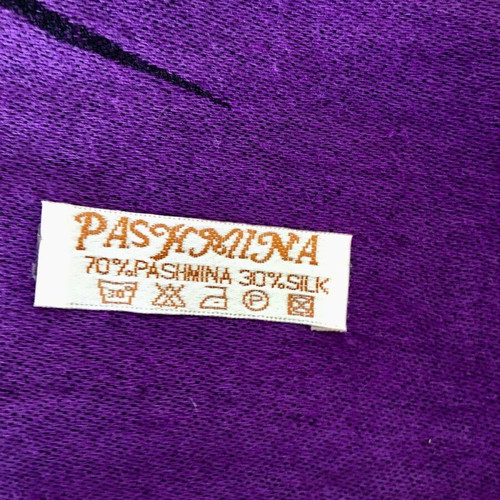 Pashmina purple with flower like new, 70% pashmina 30% silk