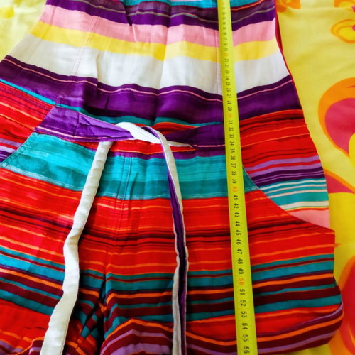 Medium strapless jumpsuit used, colorful, size 38 with belt