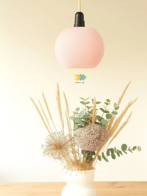 3D Printed Pendant Light Pastel Baby Pink new, PLA
