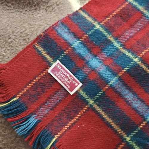 Johnnie Walker Red Label vintage collectible scarf, classic tartan