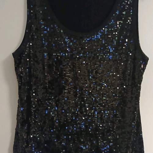 Women's sleeveless top with sequins black, size L, new