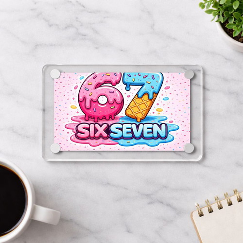 Acrylic fridge magnet Six Seven Gen Alpha meme new 9x6cm