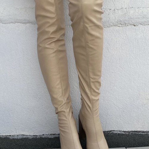 Over-the-knee boots new, size 38, beige, narrow ankle fit