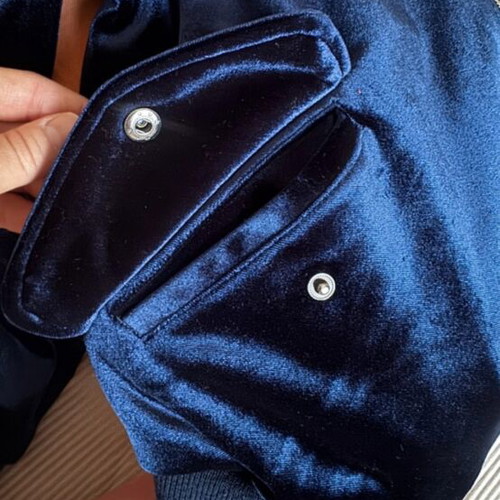 Jacket used with velvet texture, blue, Pull & Bear, size M