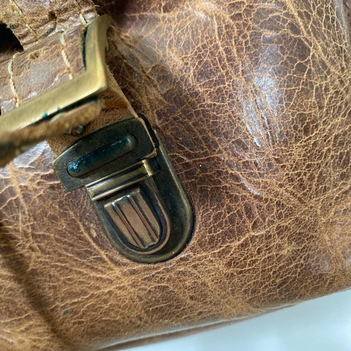 Leather backpack small used, tan color