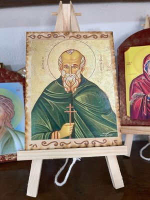 Saint Athanasios icon on wood with easel, new