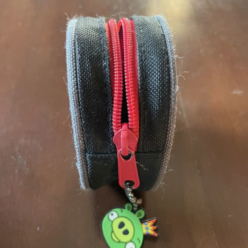 Angry Birds Round Coin Purse with Keychain like new, Red & Black