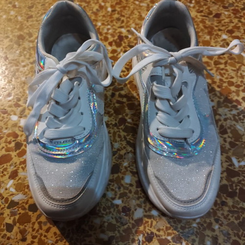 Women's athletic shoes size 37 white silver used