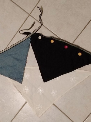 Bandana set used, 3 summer cotton and denim scarves