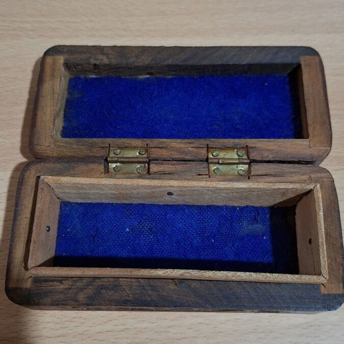 Vintage wooden jewelry box used, brown, 1960s