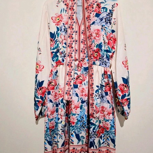 Shein Floral Dress new, balloon sleeves, beige multicolor