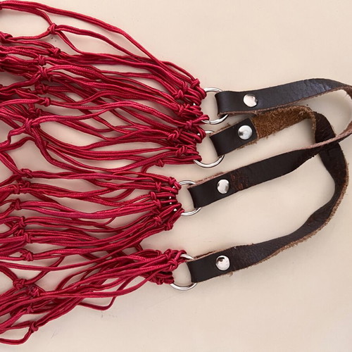 Eco-friendly shopping net with leather handles like new
