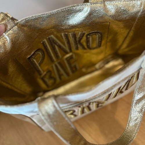 Pinko Doublefaced Shoulder Bag like new, beige and gold