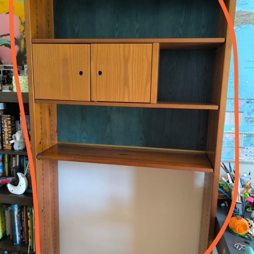 Laro bookcase with bed space, solid wood, water color finish