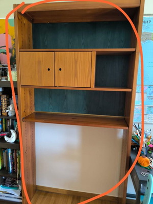 Laro bookcase with bed space, solid wood, water color finish