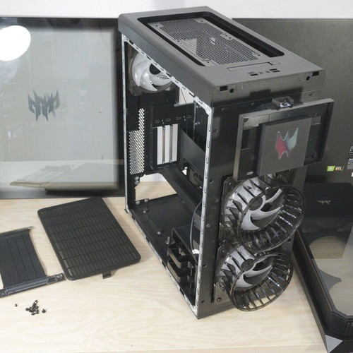 Acer Predator PC case used with 3 RGB fans and PCIE riser