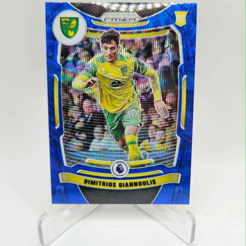 Panini Prizm EPL Dimitris Giannoulis Blue Wave Rookie card