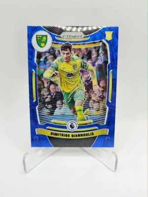Panini Prizm EPL Dimitris Giannoulis Blue Wave Rookie card