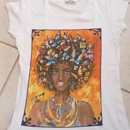 Makó blouse like new with front print, short sleeves
