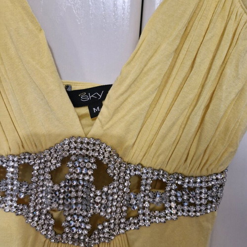 Sky dress like new, yellow with stones, size M